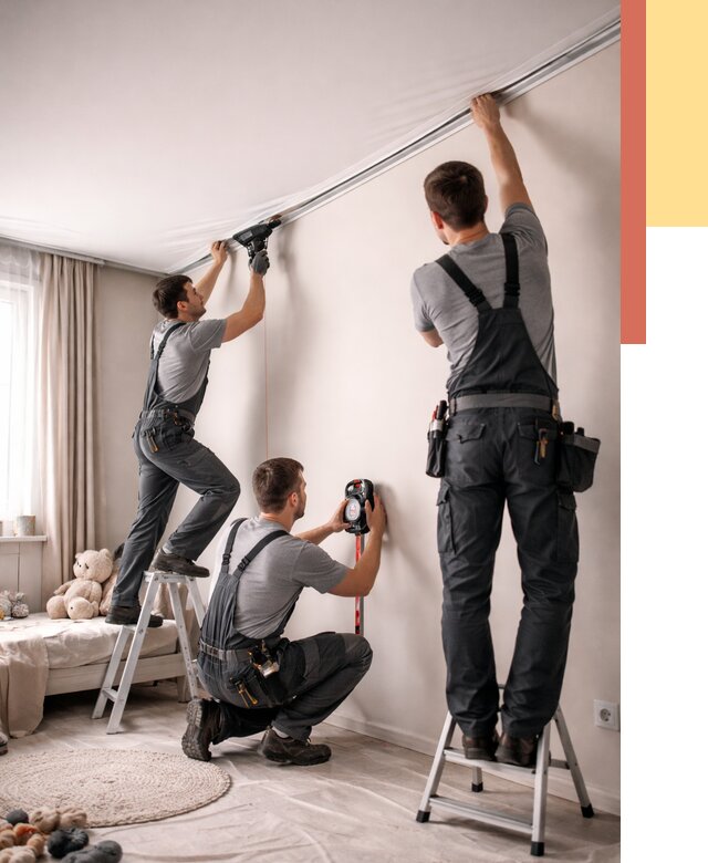 Монтаж натяжного потолка в детской в Артеме от 3628 руб. — быстро и недорого | ОТДЕЛОЧНИК-Арт