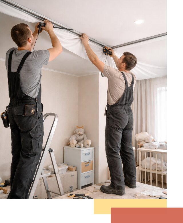 Монтаж натяжного потолка в детской комнате в Артеме