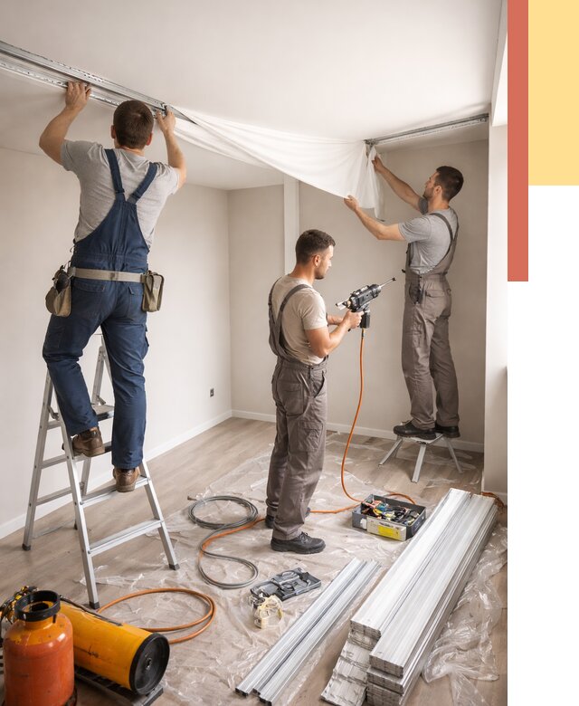 Монтаж натяжного потолка в студии в Артеме от 5702 руб. — быстро и недорого | ОТДЕЛОЧНИК-Арт