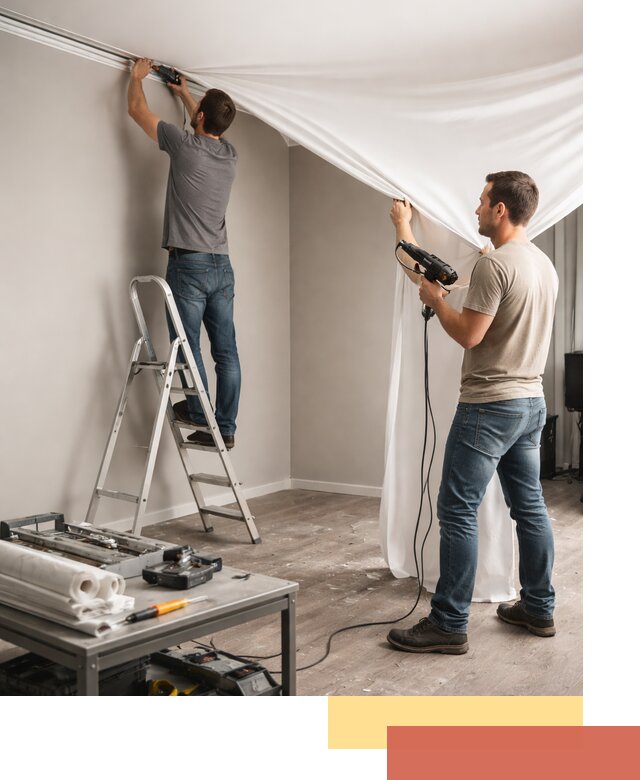 Монтаж натяжного потолка в студии в Артеме