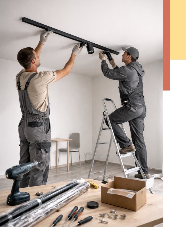 Установка трековых светильников в натяжной потолок в Артеме от 4354 руб. | ОТДЕЛОЧНИК-Арт