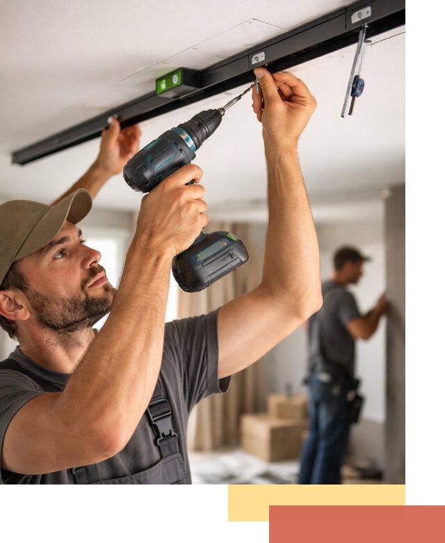 Установка трековых светильников в натяжной потолок в Артеме