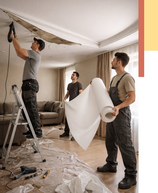 Замена полотна натяжного потолка в Артеме от 9849 руб. быстро и недорого | ОТДЕЛОЧНИК-Арт