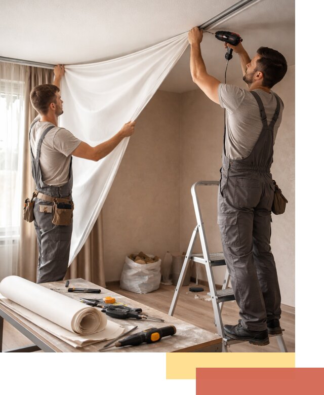 Замена полотна натяжного потолка в Артеме быстро и качественно