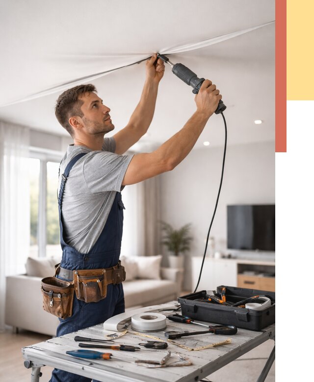 Ремонт натяжных потолков в Артеме от 9849 руб. под ключ — ОТДЕЛОЧНИК-Арт