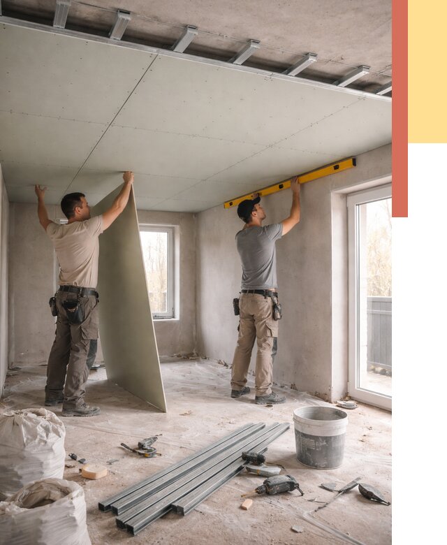 Одноуровневый потолок из гипсокартона в Артеме от 778 руб. — монтаж под ключ | ОТДЕЛОЧНИК-Арт