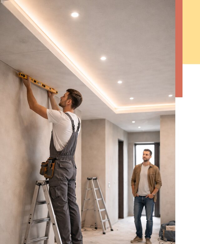 Потолок из гипсокартона с подсветкой в Артеме от 778 руб./м2 под ключ | ОТДЕЛОЧНИК-Арт