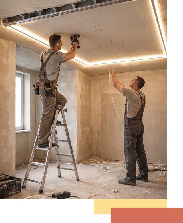 Потолок из гипсокартона с подсветкой в Артеме