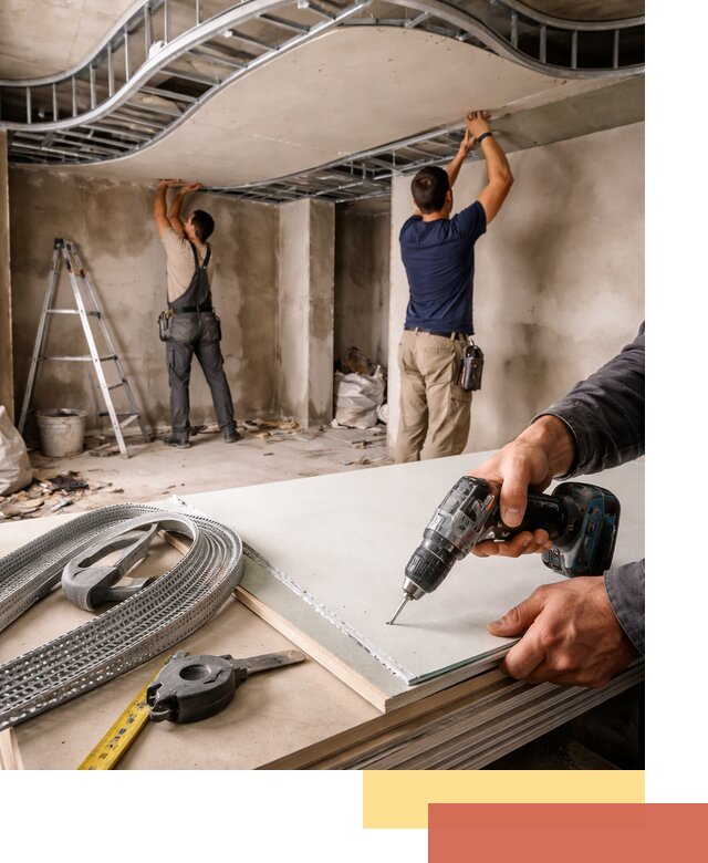 Криволинейный потолок из гипсокартона в Артеме — монтаж и отделка