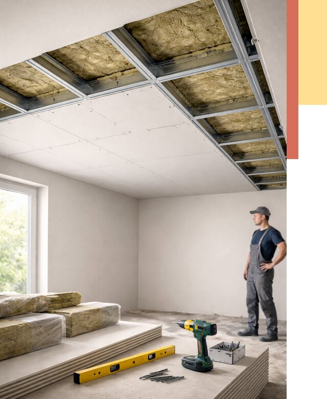 Звукоизоляция потолка ГКЛ в Артеме от 985 руб. — монтаж под ключ | ОТДЕЛОЧНИК-Арт