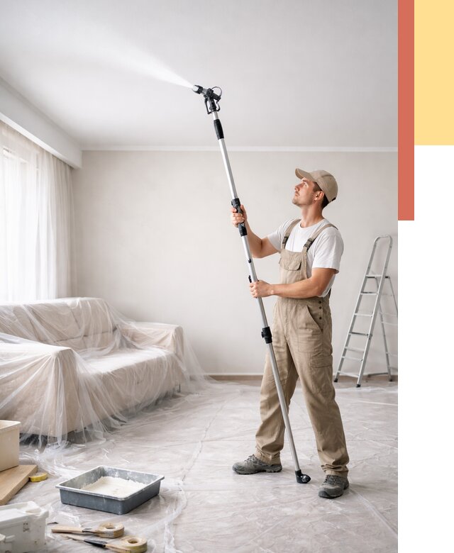 Покраска потолка краскопультом в Артеме от 4665 руб. быстро и недорого | ОТДЕЛОЧНИК-Арт