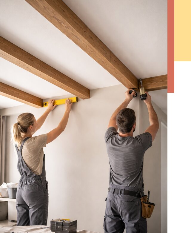 Монтаж декоративных балок на потолок в Артеме от 4354 руб. — ОТДЕЛОЧНИК-Арт