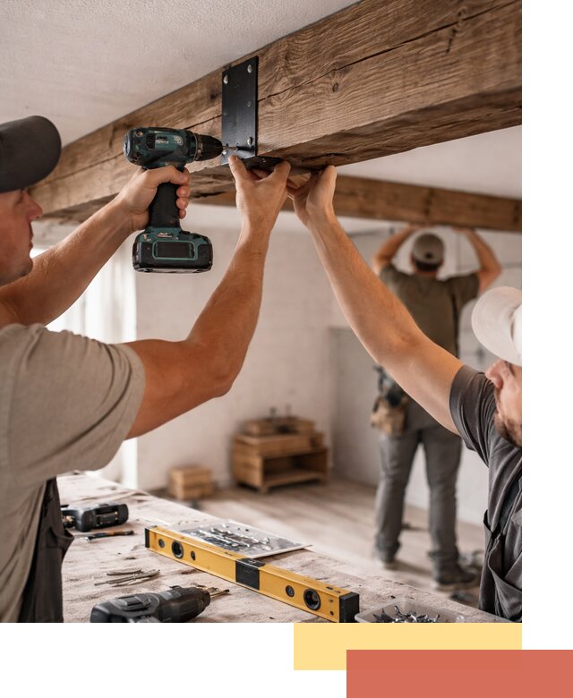 Монтаж декоративных потолочных балок в Артеме